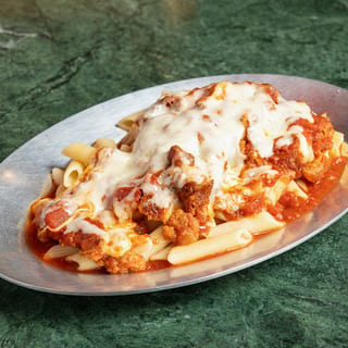 Pasta with Chicken Cutlet and Mozzarella Cheese